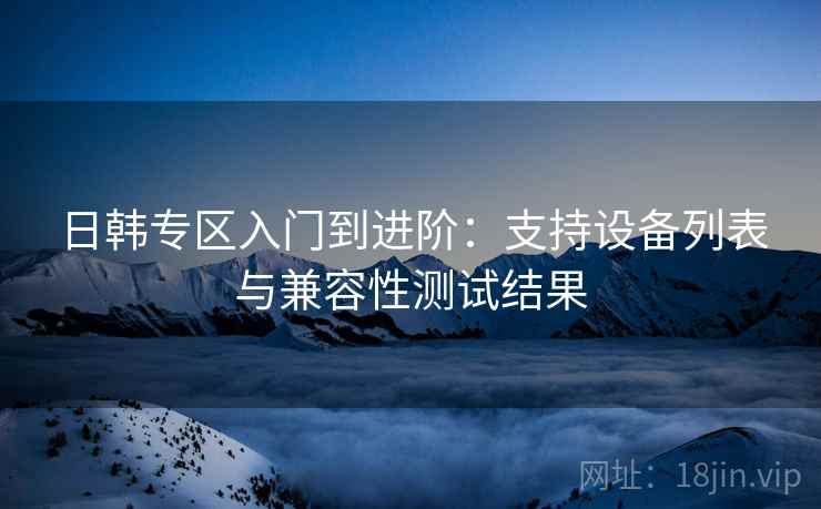 日韩专区入门到进阶：支持设备列表与兼容性测试结果